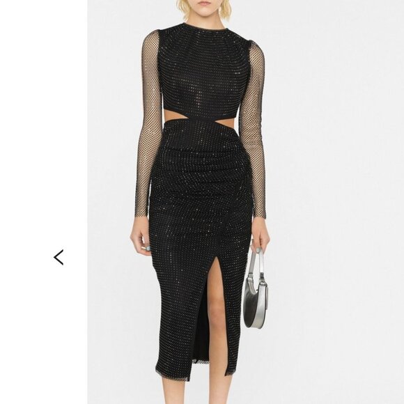 Self-Portrait black studded jersey midi dress (Sm-6) - Picture 2 of 11